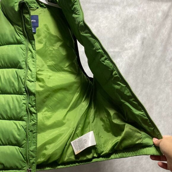 GAP Kids Bright Neon Green Zippered Puffer Jacket Vest Unisex Small - Picture 10 of 14